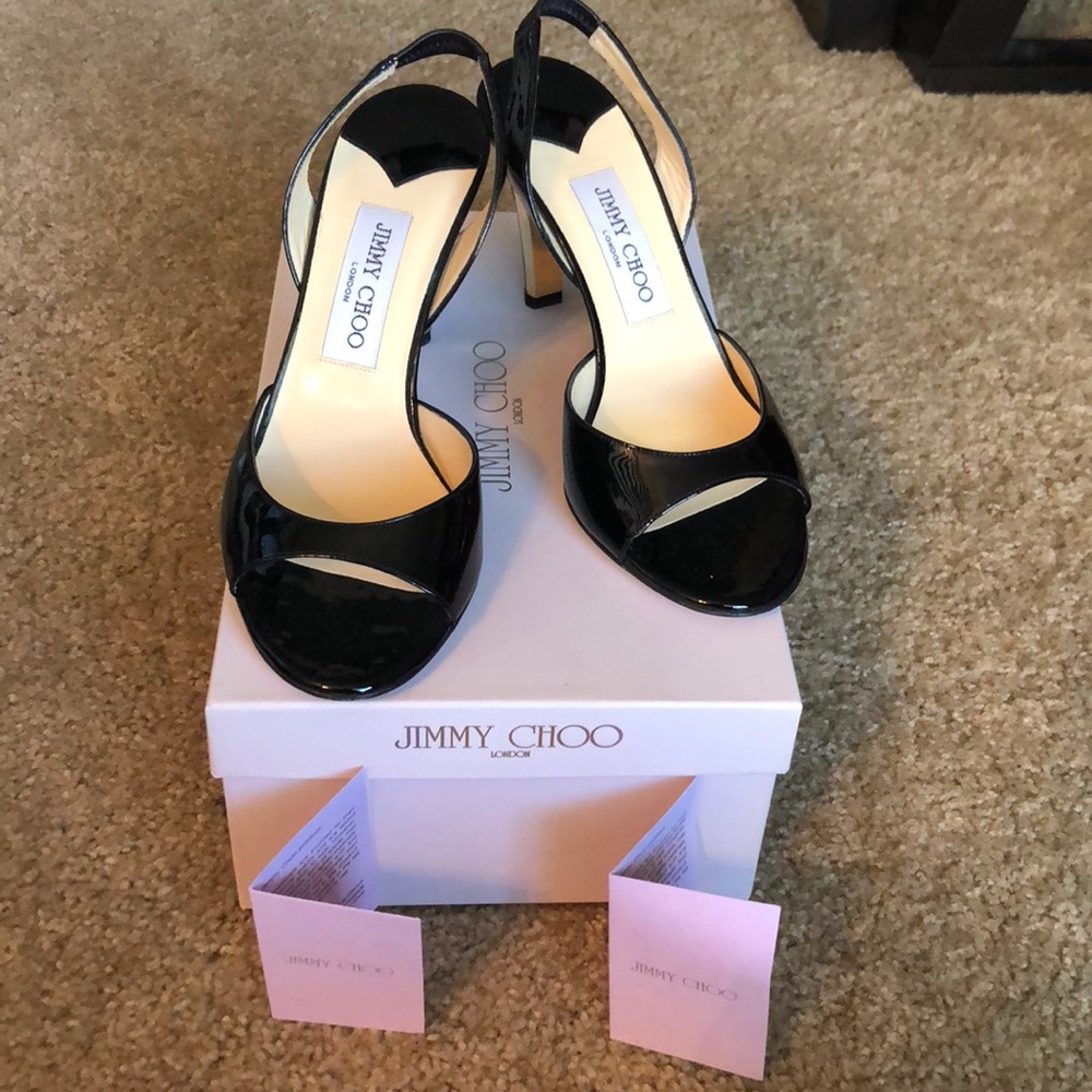Black patent leather kirsty heels size 8